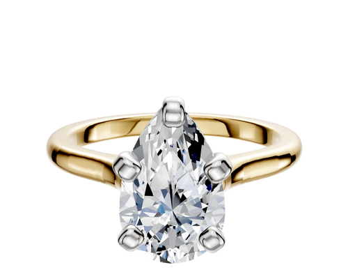 18K Two Tone 4 Prong Cathedral Dome 2.0mm Engagement Ring