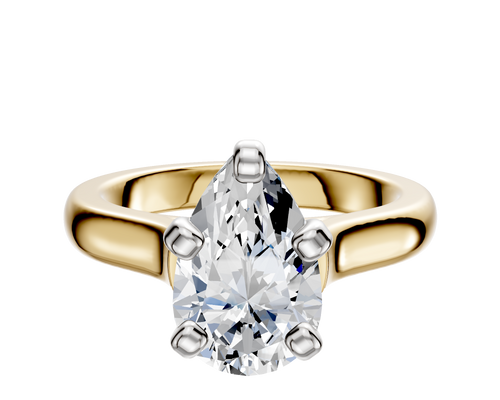 18K Two Tone 4 Prong Cathedral Dome 3.0mm Engagement Ring