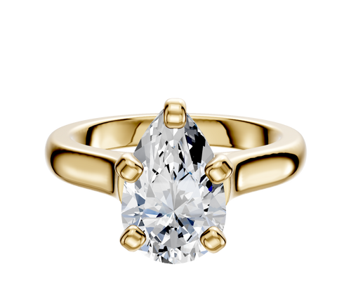 18K Yellow Gold 4 Prong Cathedral Dome 3.0mm Engagement Ring