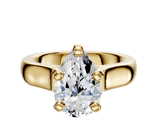 14K Yellow Gold 4 Prong Cathedral Dome 4.0mm Engagement Ring