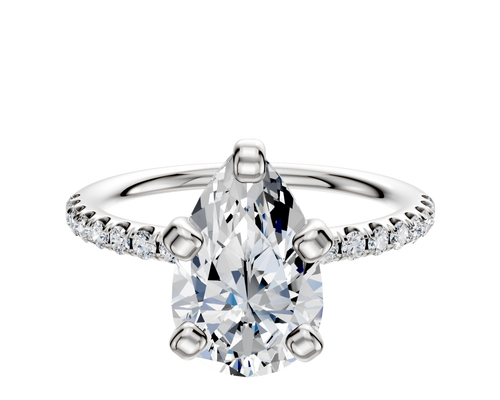 Platinum 4 Prong Classic Dome 1-Row-Pave 2.5mm Engagement Ring