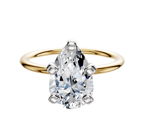 14K Two Tone 4 Prong Classic Dome 1.5mm Engagement Ring