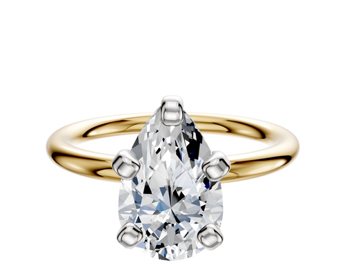 18K Two Tone 4 Prong Classic Dome 2.0mm Engagement Ring