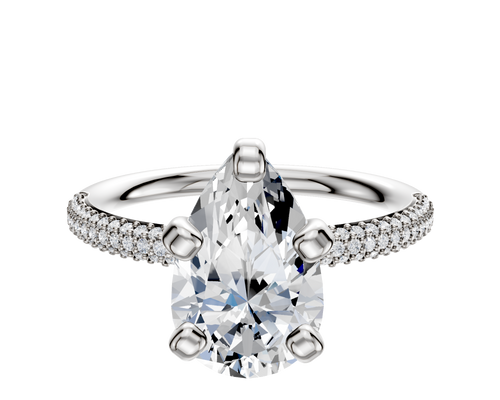 Platinum 4 Prong Classic Dome 3-Row-Pave 2.0mm Engagement Ring