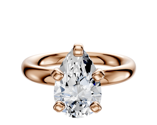 18K Rose Gold 4 Prong Classic Dome 3.0mm Engagement Ring