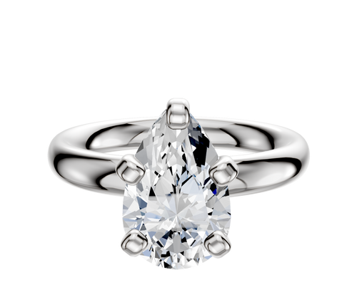 14K White Gold 4 Prong Classic Dome 3.0mm Engagement Ring