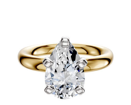 18K Two Tone 4 Prong Classic Dome 3.0mm Engagement Ring