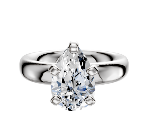 18K White Gold 4 Prong Classic Dome 4.0mm Engagement Ring