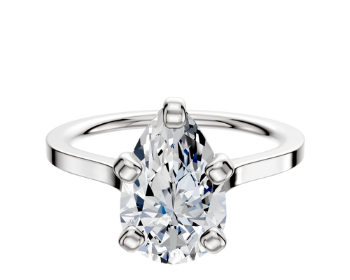 18K White Gold 4 Prong Cathedral Flat 1.5mm Engagement Ring
