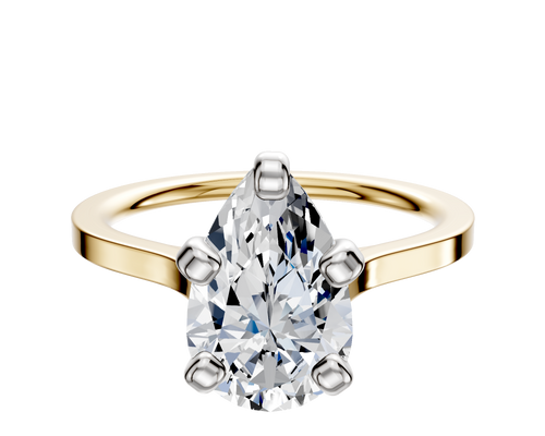 14K Two Tone 4 Prong Cathedral Flat 1.5mm Engagement Ring