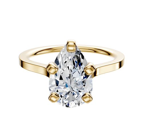 18K Yellow Gold 4 Prong Cathedral Flat 1.5mm Engagement Ring