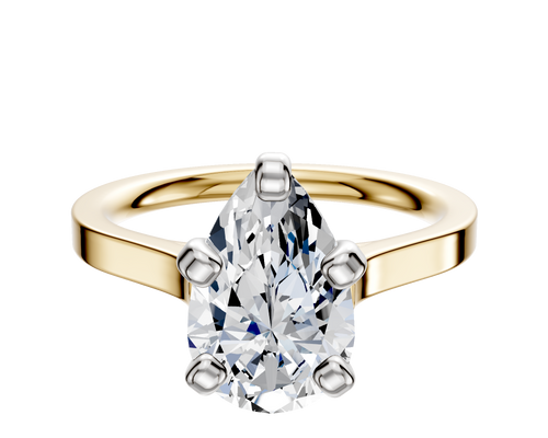 14K Two Tone 4 Prong Cathedral Flat 2.0mm Engagement Ring