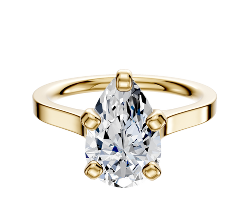 14K Yellow Gold 4 Prong Cathedral Flat 2.0mm Engagement Ring