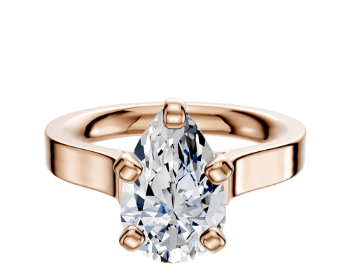 14K Rose Gold 4 Prong Cathedral Flat 3.0mm Engagement Ring