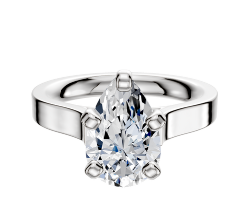 Platinum 4 Prong Cathedral Flat 3.0mm Engagement Ring