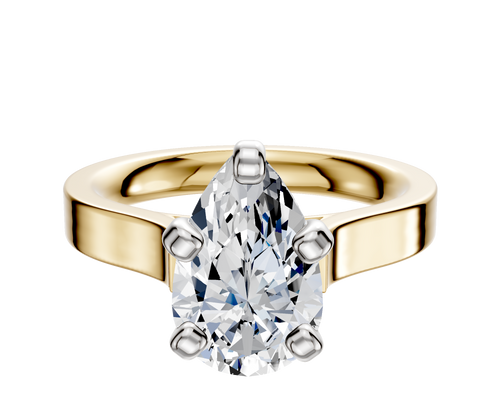 14K Two Tone 4 Prong Cathedral Flat 3.0mm Engagement Ring