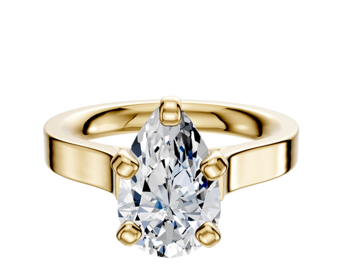 18K Yellow Gold 4 Prong Cathedral Flat 3.0mm Engagement Ring