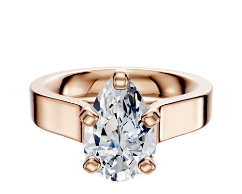 18K Rose Gold 4 Prong Cathedral Flat 4.0mm Engagement Ring