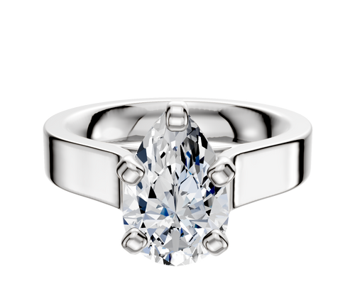 Platinum 4 Prong Cathedral Flat 4.0mm Engagement Ring