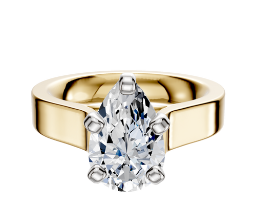 18K Two Tone 4 Prong Cathedral Flat 4.0mm Engagement Ring