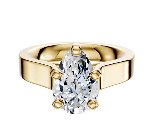 14K Yellow Gold 4 Prong Cathedral Flat 4.0mm Engagement Ring