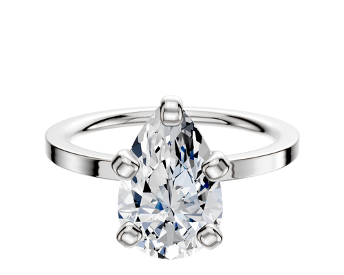 18K White Gold 4 Prong Classic Flat 1.5mm Engagement Ring