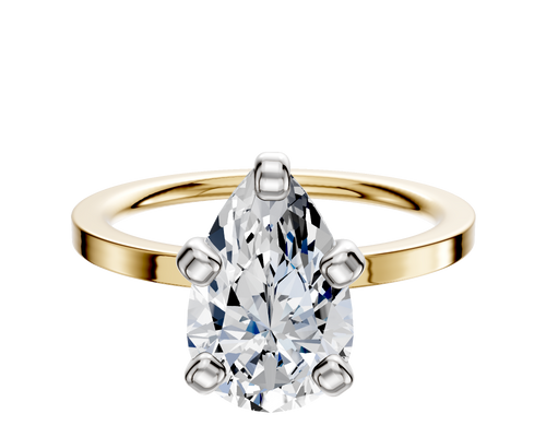 18K Two Tone 4 Prong Classic Flat 1.5mm Engagement Ring