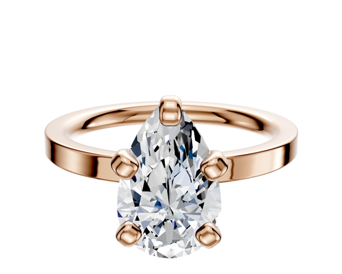 18K Rose Gold 4 Prong Classic Flat 2.0mm Engagement Ring