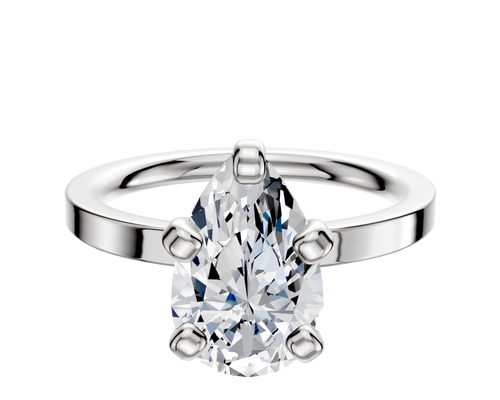 18K White Gold 4 Prong Classic Flat 2.0mm Engagement Ring
