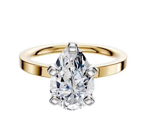 14K Two Tone 4 Prong Classic Flat 2.0mm Engagement Ring