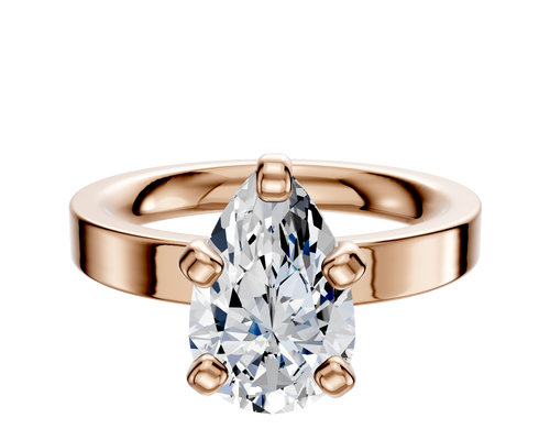 18K Rose Gold 4 Prong Classic Flat 3.0mm Engagement Ring