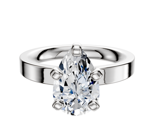 18K White Gold 4 Prong Classic Flat 3.0mm Engagement Ring