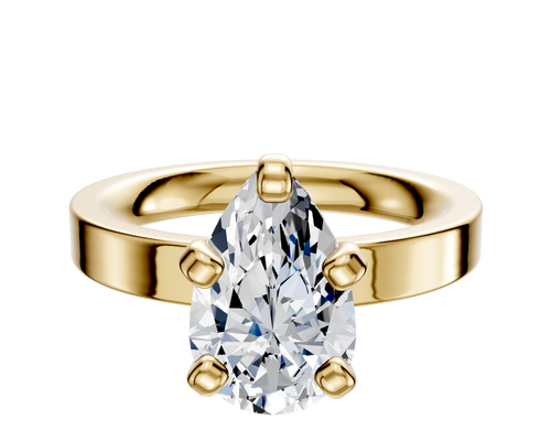 18K Yellow Gold 4 Prong Classic Flat 3.0mm Engagement Ring