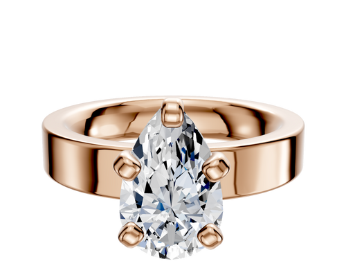 18K Rose Gold 4 Prong Classic Flat 4.0mm Engagement Ring
