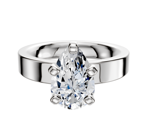 18K White Gold 4 Prong Classic Flat 4.0mm Engagement Ring