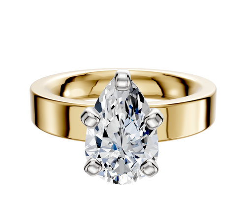 14K Two Tone 4 Prong Classic Flat 4.0mm Engagement Ring