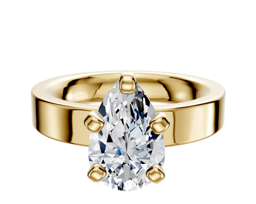 18K Yellow Gold 4 Prong Classic Flat 4.0mm Engagement Ring