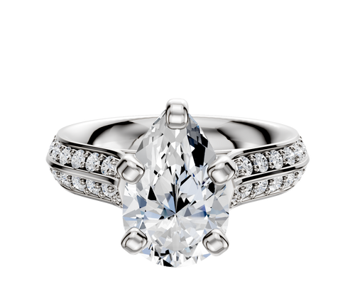 Platinum 4 Prong Cathedral Knife Edge 1-Row-Pave 2.5mm Engagement Ring