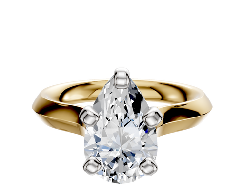 14K Two Tone 4 Prong Cathedral Knife Edge 3.0mm Engagement Ring