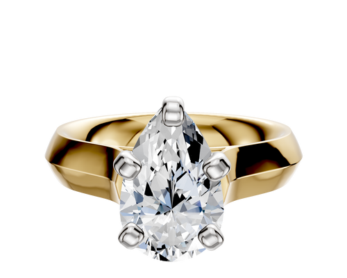 18K Two Tone 4 Prong Cathedral Knife Edge 4.0mm Engagement Ring