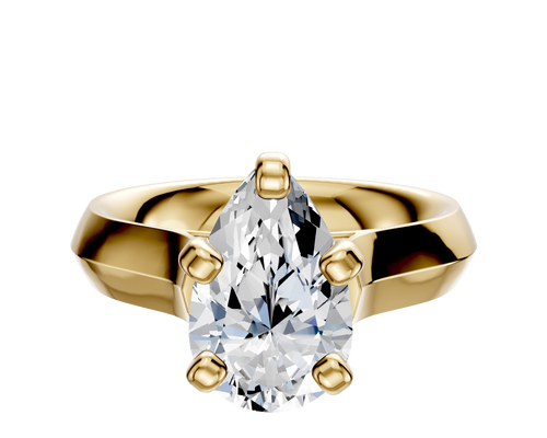 18K Yellow Gold 4 Prong Cathedral Knife Edge 4.0mm Engagement Ring