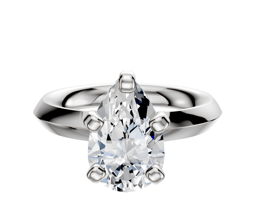 14K White Gold 4 Prong Classic Knife Edge 3.0mm Engagement Ring