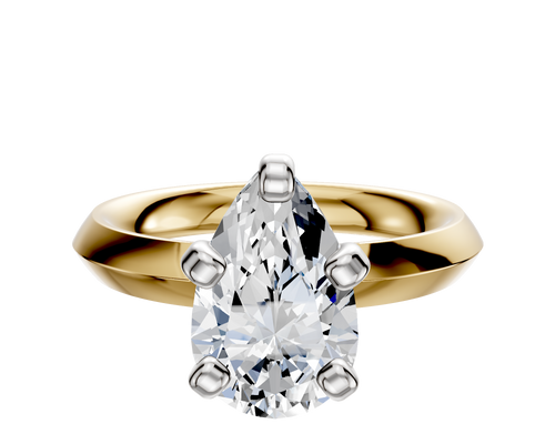 18K Two Tone 4 Prong Classic Knife Edge 3.0mm Engagement Ring