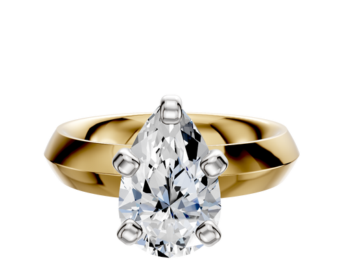 18K Two Tone 4 Prong Classic Knife Edge 4.0mm Engagement Ring