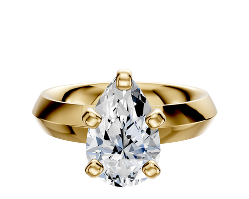 18K Yellow Gold 4 Prong Classic Knife Edge 4.0mm Engagement Ring