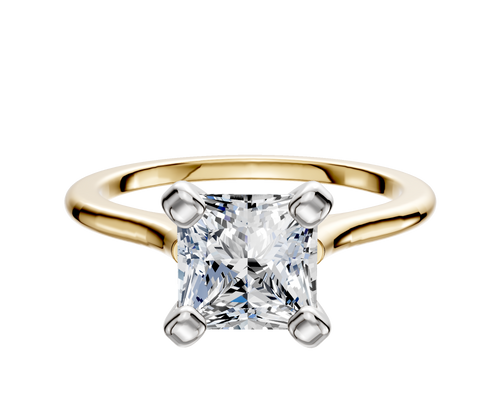 18K Two Tone 4 Prong Cathedral Dome 1.5mm Engagement Ring