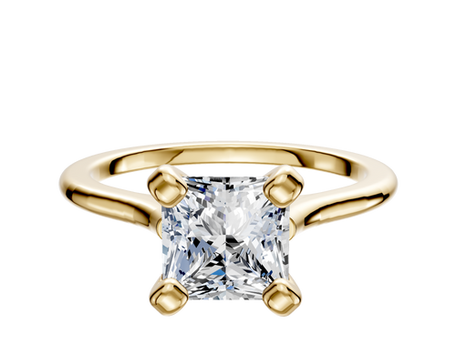 18K Yellow Gold 4 Prong Cathedral Dome 1.5mm Engagement Ring