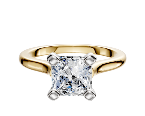 18K Two Tone 4 Prong Cathedral Dome 2.0mm Engagement Ring