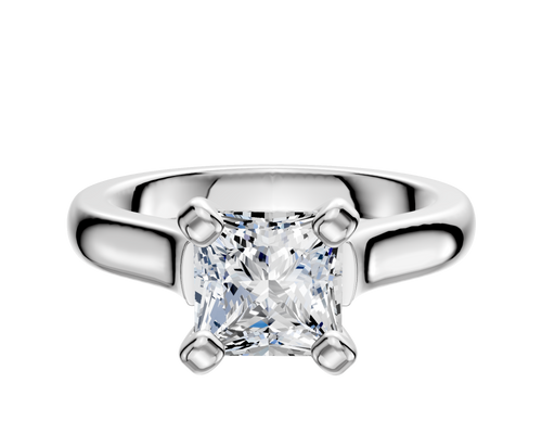 18K White Gold 4 Prong Cathedral Dome 3.0mm Engagement Ring