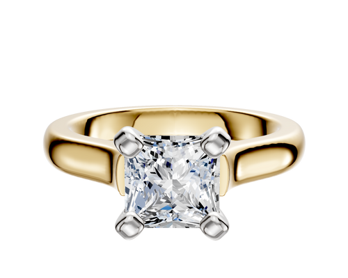 18K Two Tone 4 Prong Cathedral Dome 3.0mm Engagement Ring